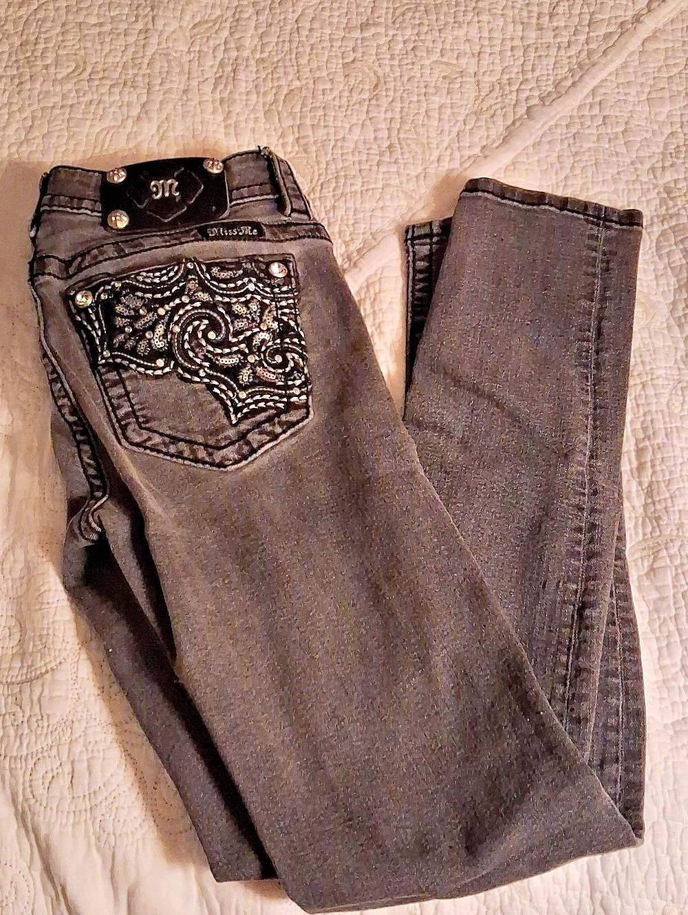 Miss Me Skinny Jeans Waist 27 Gray